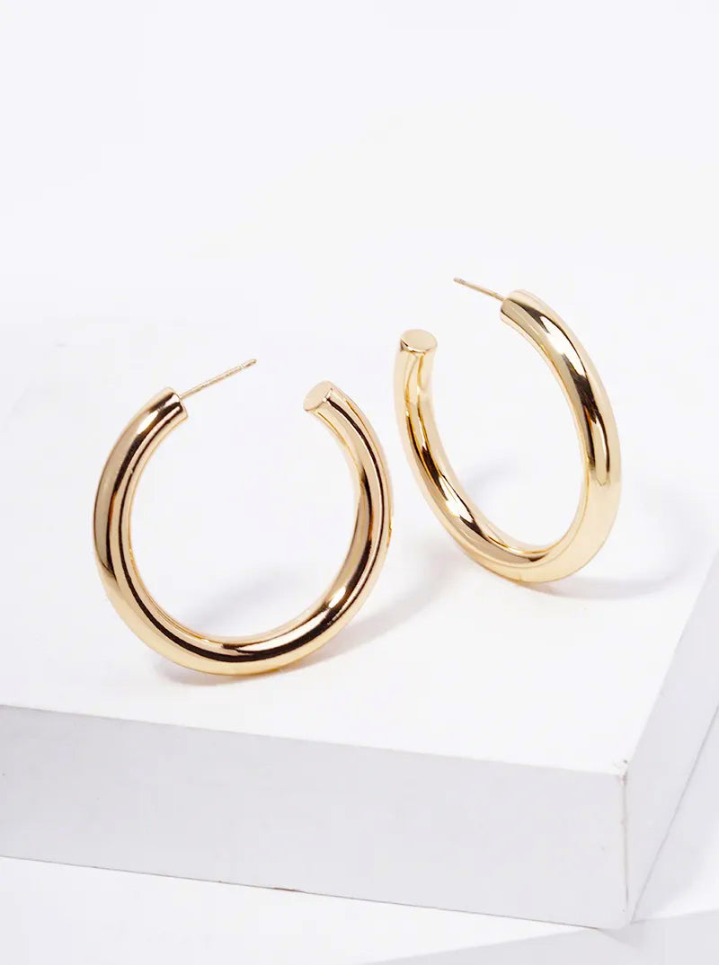18K Gold Dipped 40mm Brass Hollow Hoop Earrings