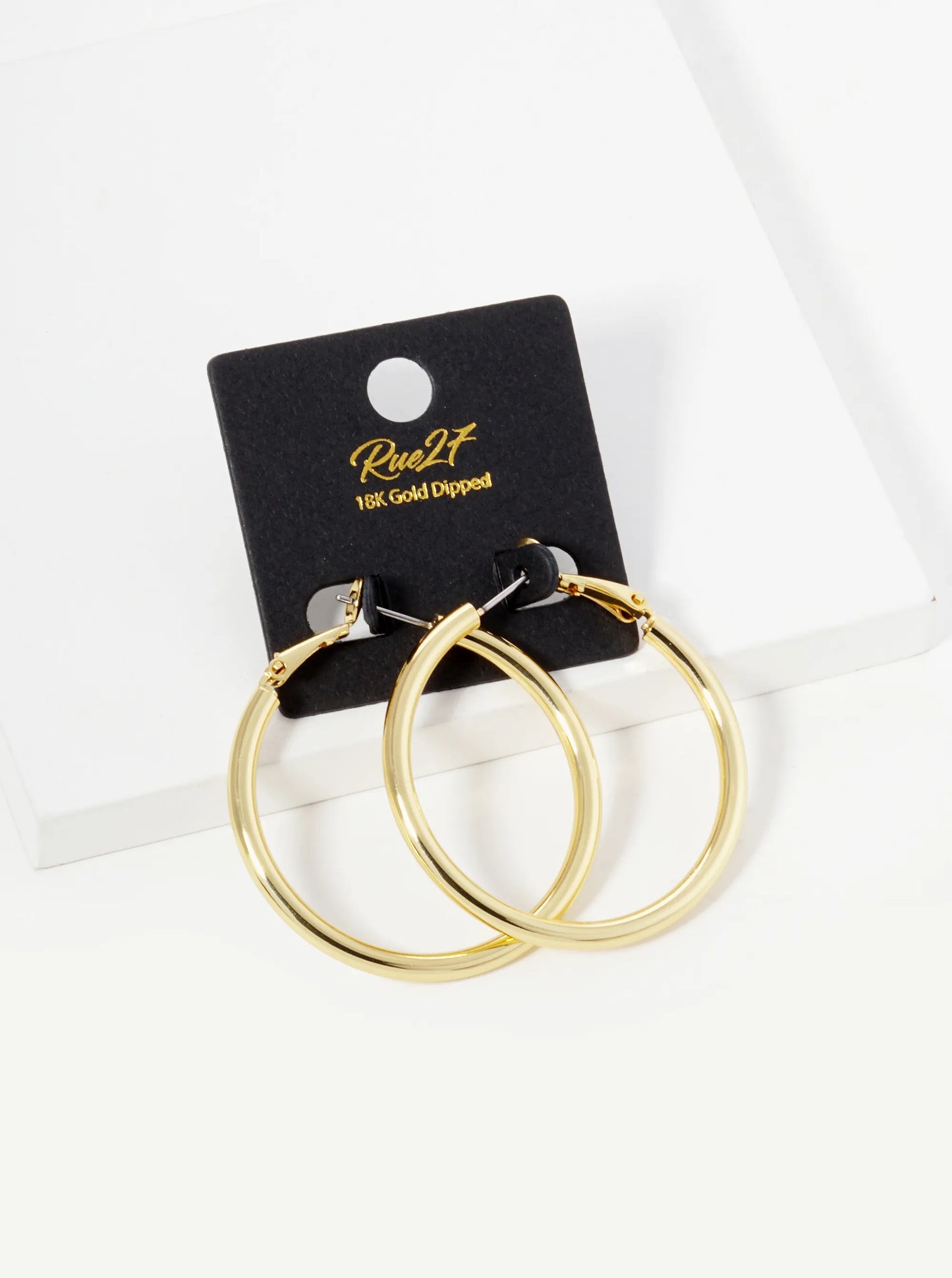 18K Gold Dipped 40mm Brass Spring Latch Hoop Earrings