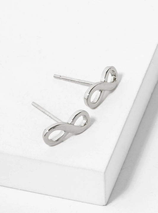 18K Gold Dipped 4mm Brass Infinity Symbol Sterling Silver Post Stud Earrings