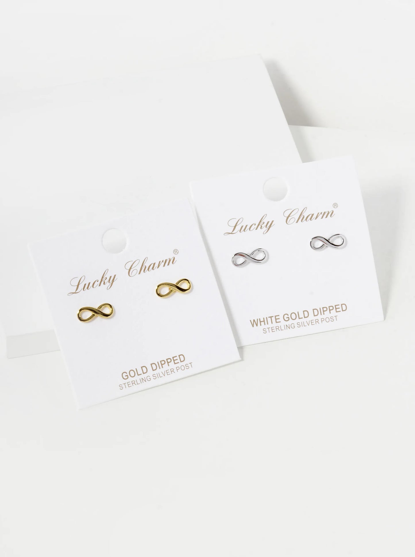 18K Gold Dipped 4mm Brass Infinity Symbol Sterling Silver Post Stud Earrings