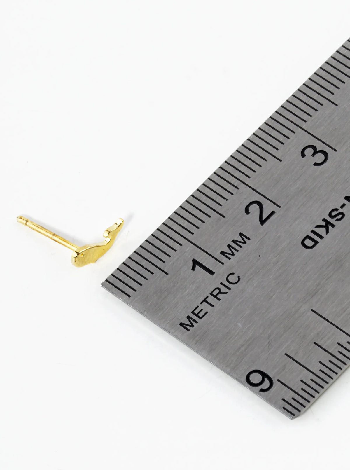 18K Gold Dipped 4mm Dainty Flat Whale Stud Earrings