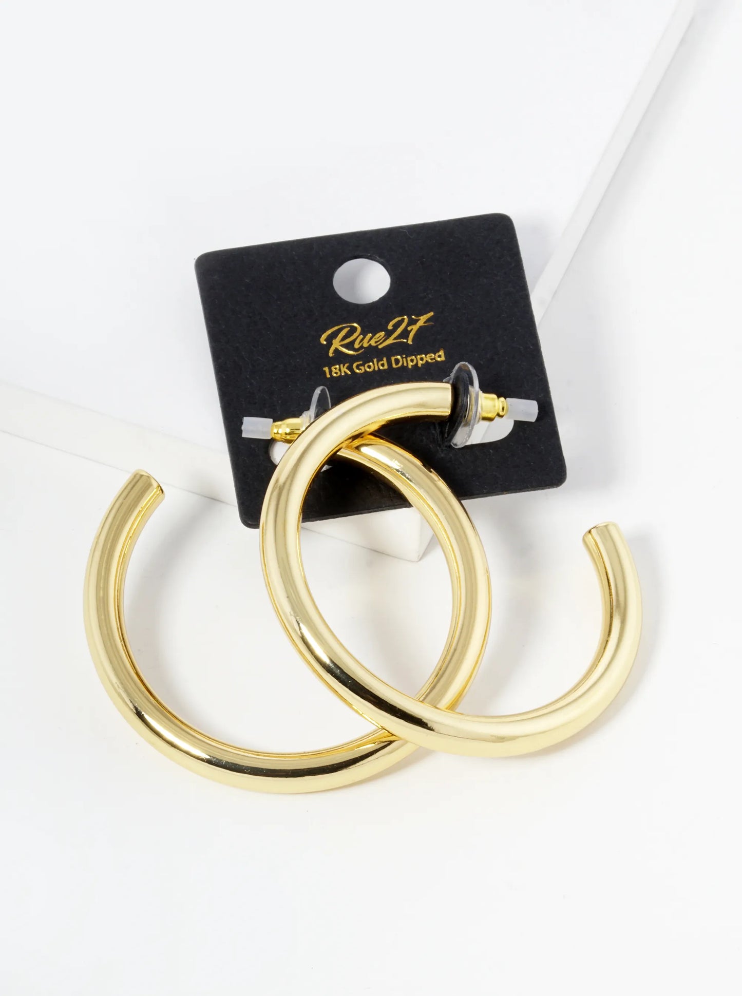 18K Gold Dipped 50mm Brass Hollow Hoop Earrings