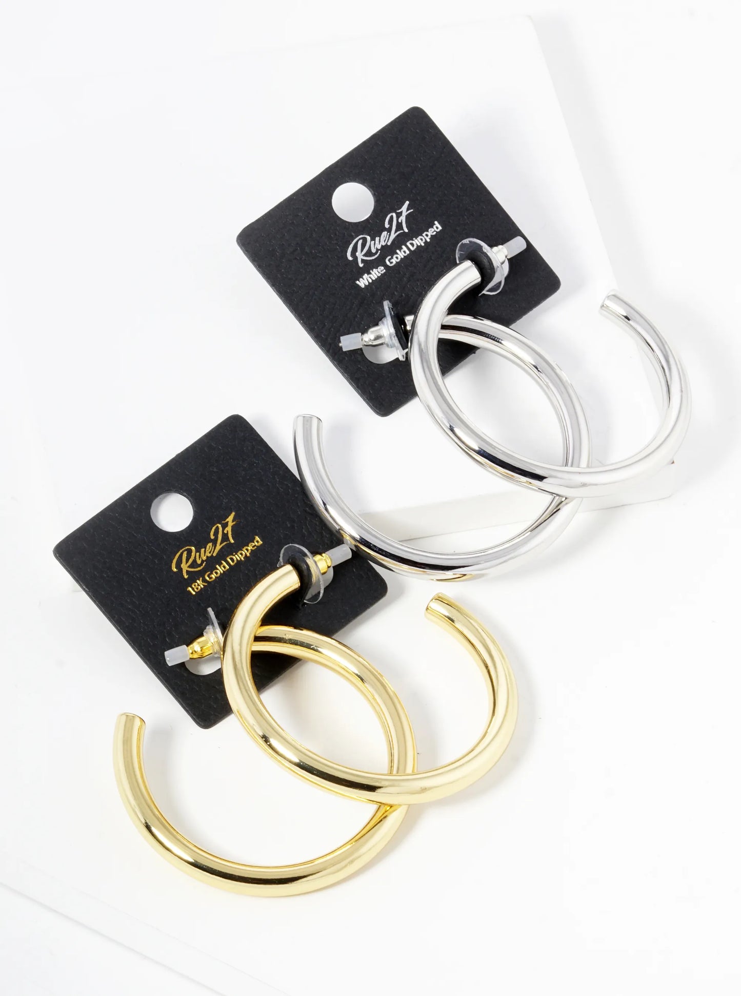 18K Gold Dipped 50mm Brass Hollow Hoop Earrings