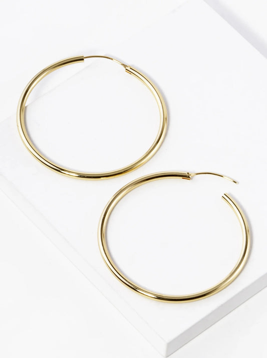 18K Gold Dipped 50mm Brass Infinite Hoop Earrings
