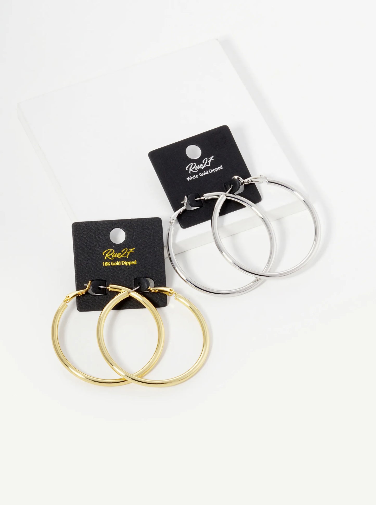 18K Gold Dipped 50mm Brass Spring Latch Hoop Earrings