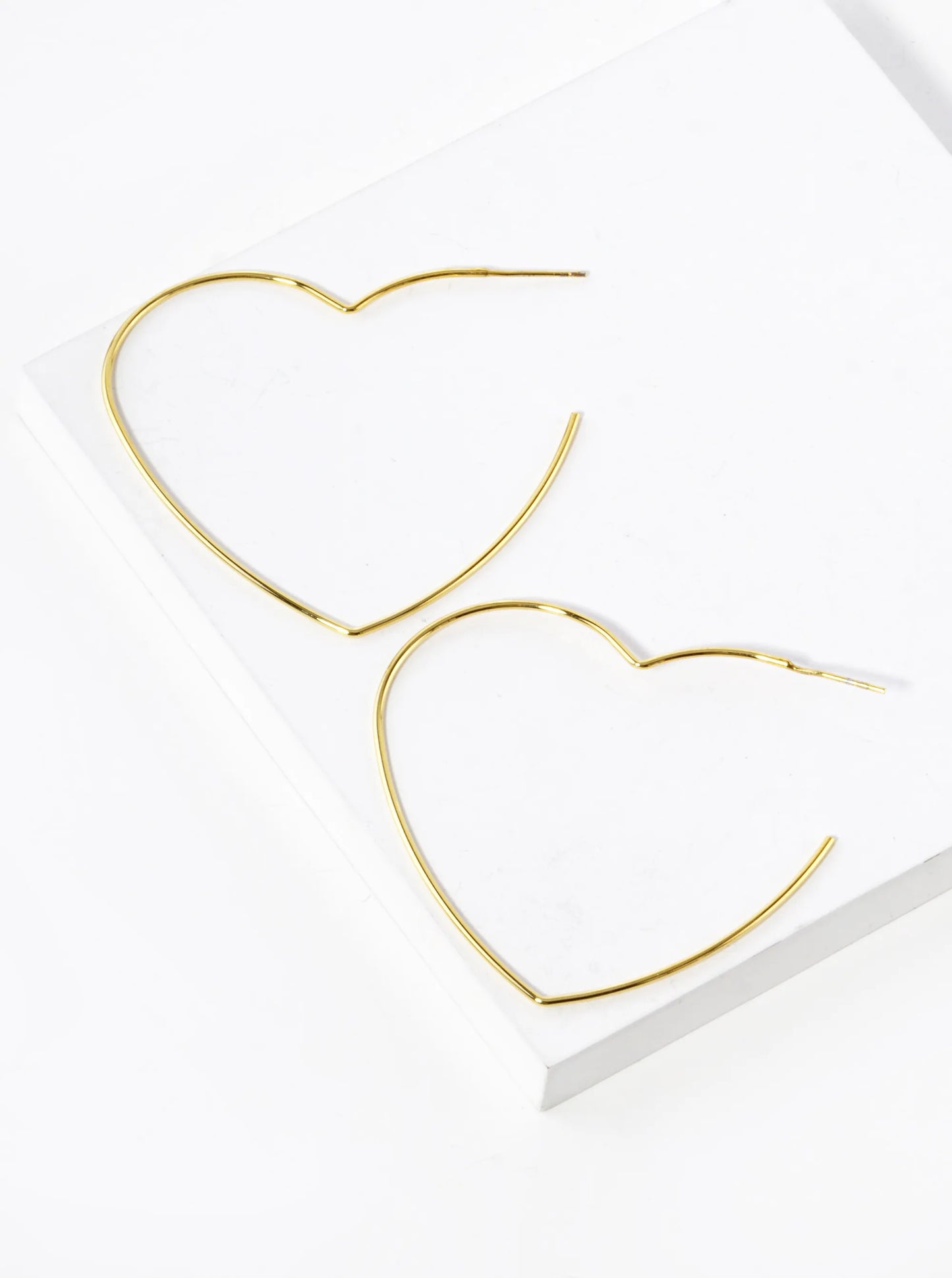 18K Gold Dipped 50mm Heart Shape Lightweight Open Hoop Earrings