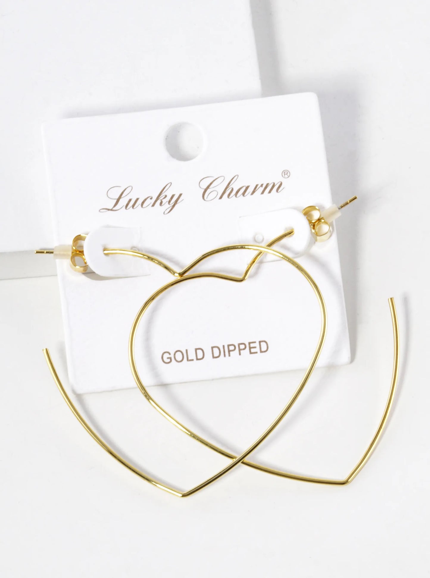 18K Gold Dipped 50mm Heart Shape Lightweight Open Hoop Earrings