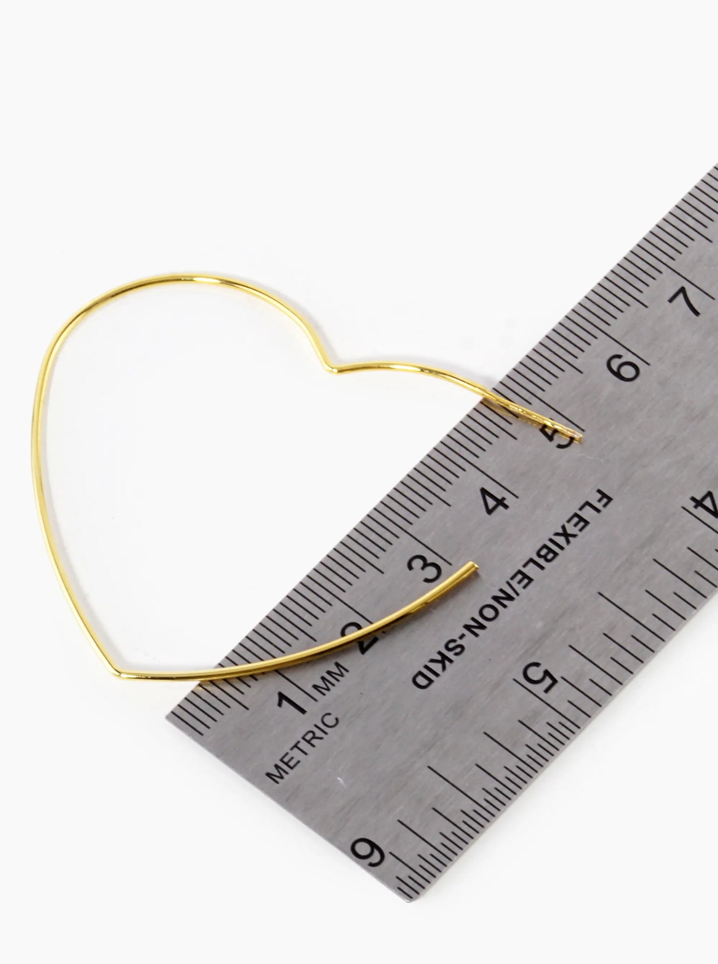 18K Gold Dipped 50mm Heart Shape Lightweight Open Hoop Earrings