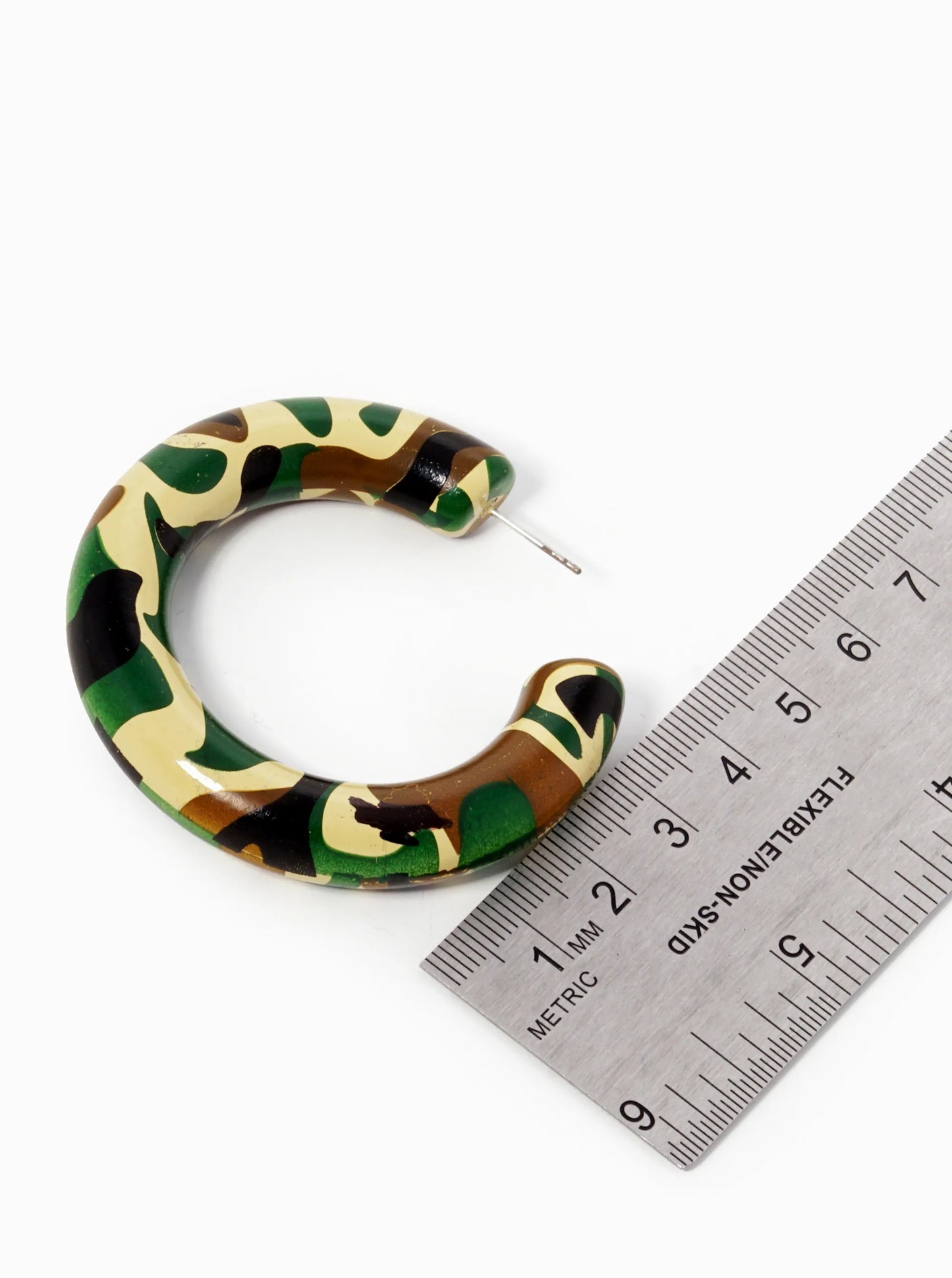 18K Gold Dipped 50mm Hollow Camouflage Hoop Earrings