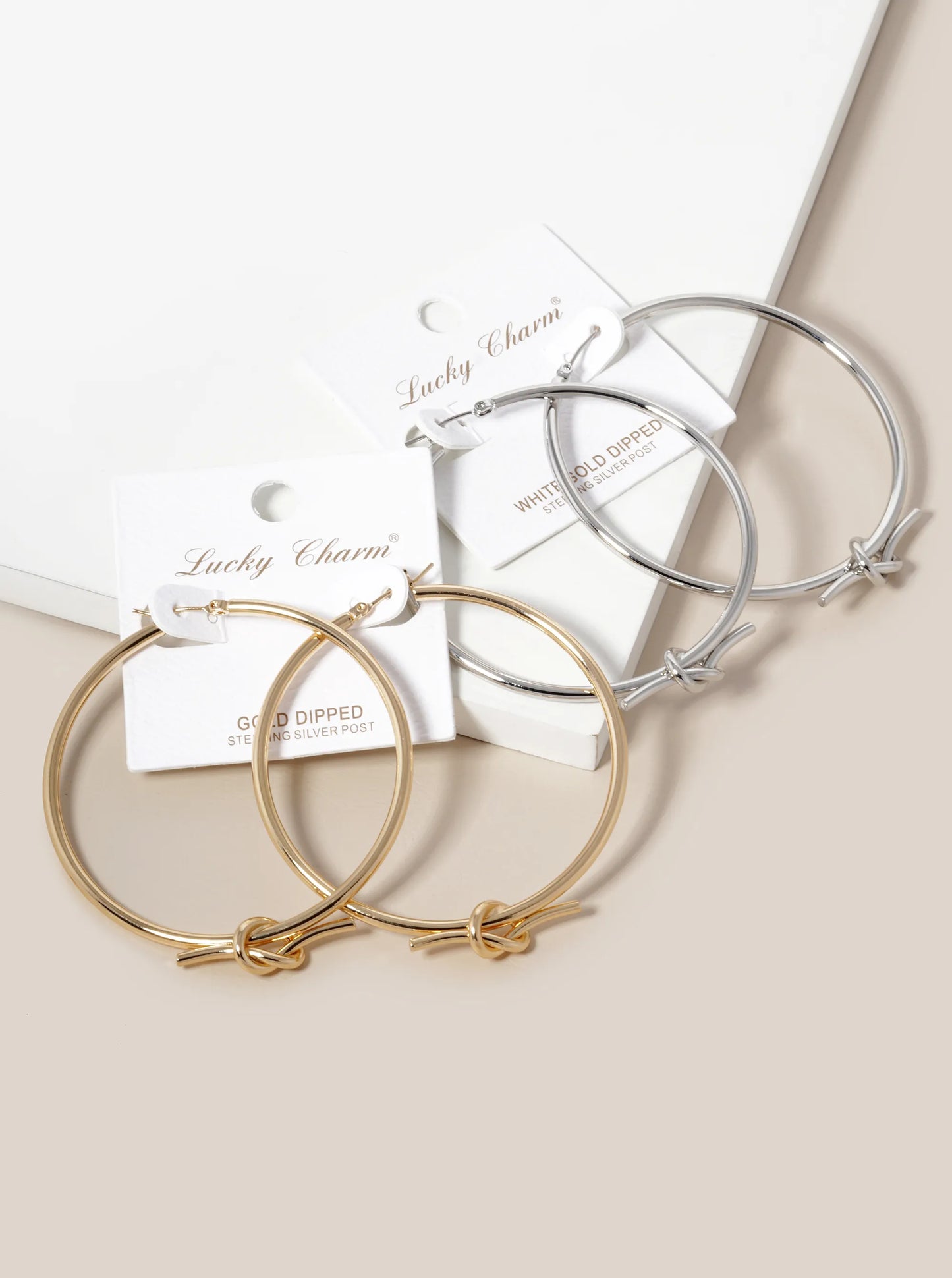 18K Gold Dipped 55mm Love Knot Hoop Earrings