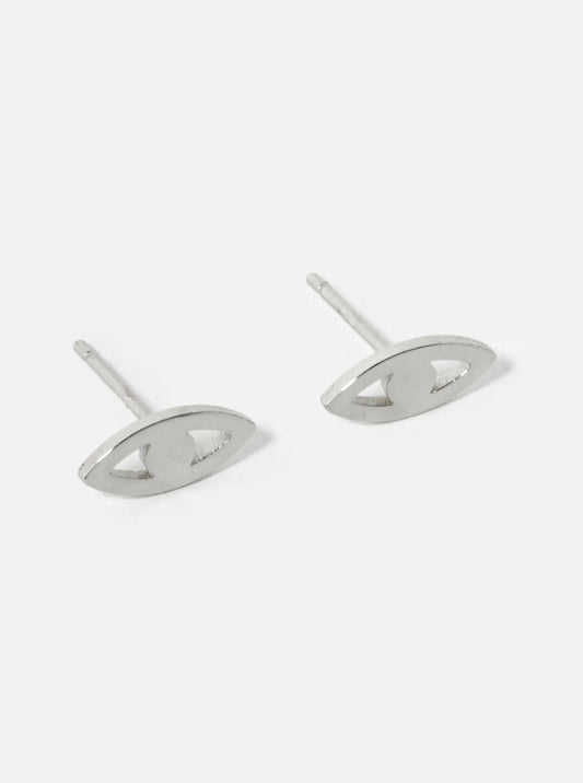 18K Gold Dipped 5mm Brass Evil Eye Sterling Silver Post Stud Earrings