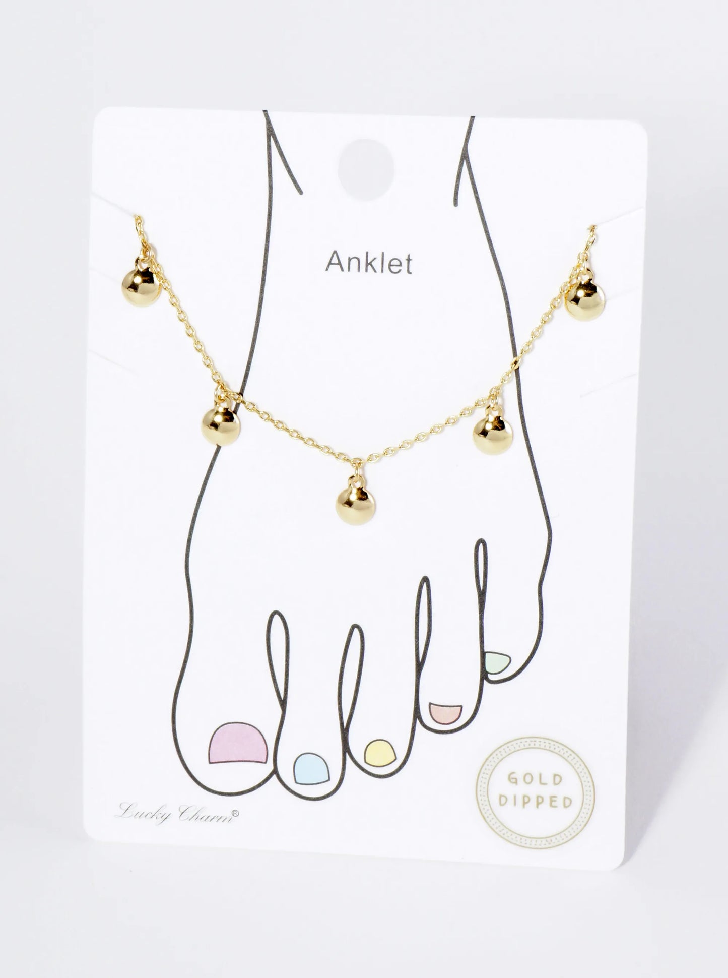 18K Gold Dipped 5mm Circle Charms Brass Chain Anklet