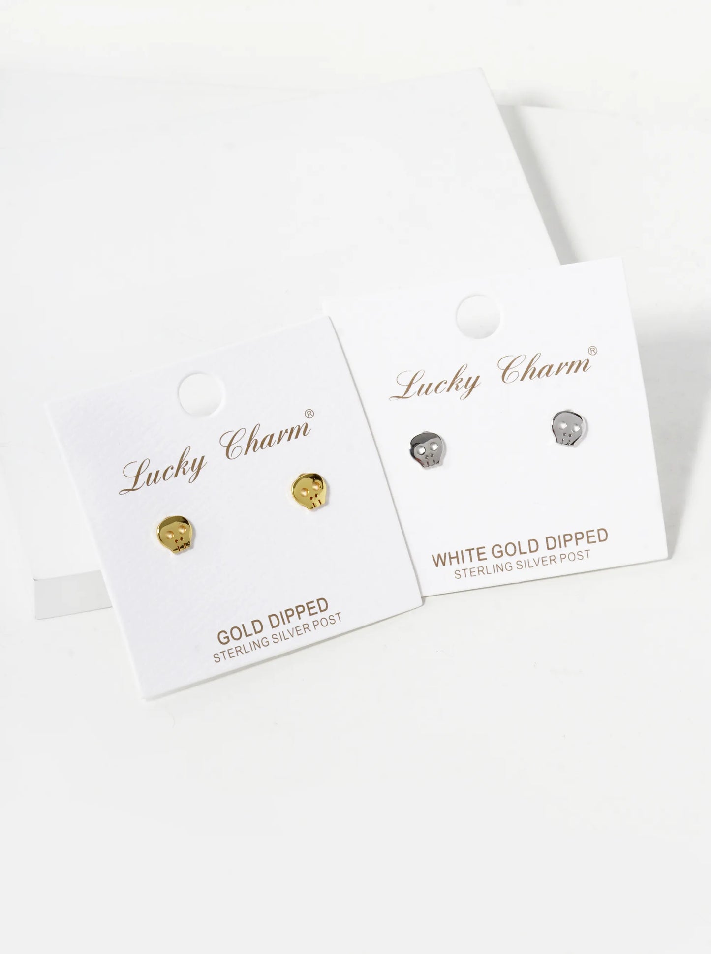 18K Gold Dipped 5mm Tiny Brass Skull Sterling Silver Post Stud Earrings