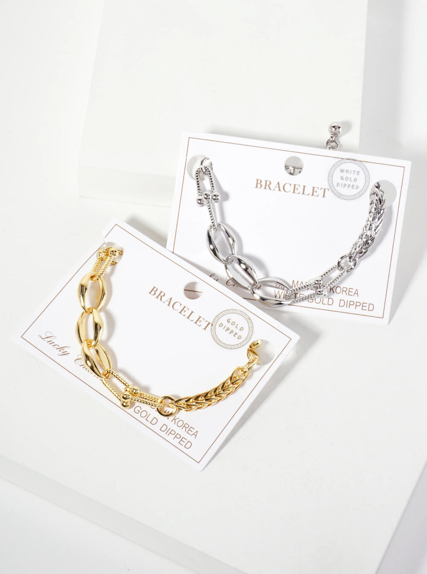 18K-Gold-Dipped 5mm Wheat-Chain Polished Brass Chain Bracelet With Oval And Textured HardWear Chain