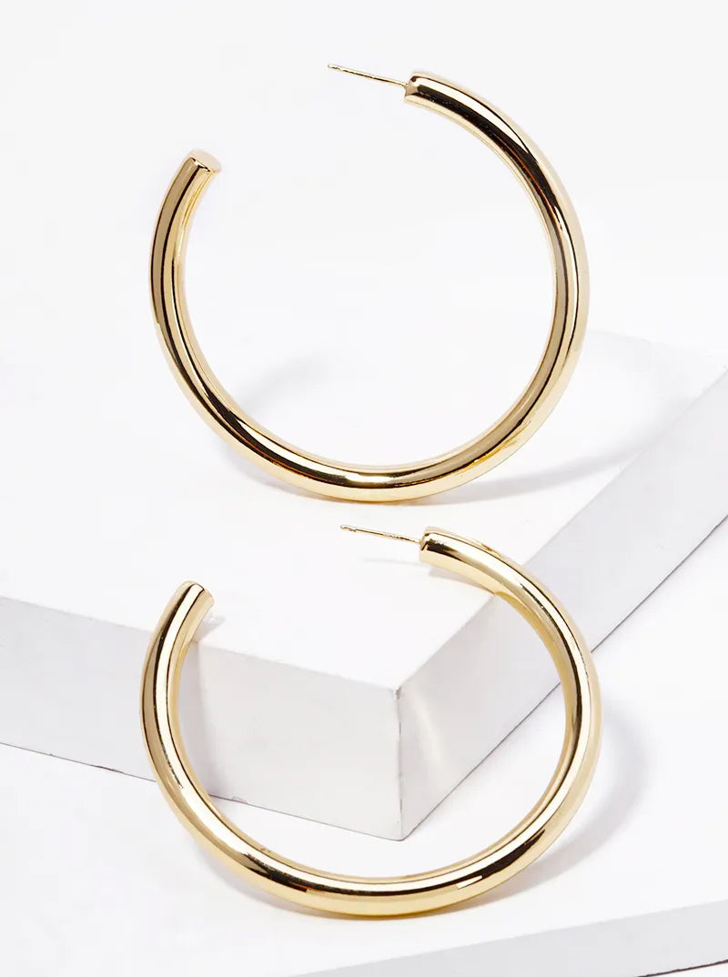 18K Gold Dipped 60mm Brass Hollow Hoop Earrings
