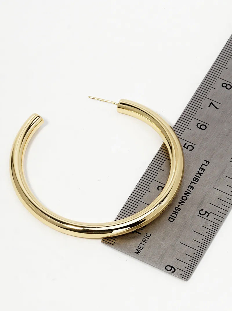 18K Gold Dipped 60mm Brass Hollow Hoop Earrings