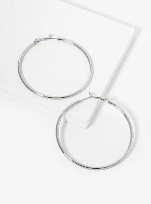 18K Gold Dipped 60mm Brass Spring Latch Hoop Earrings