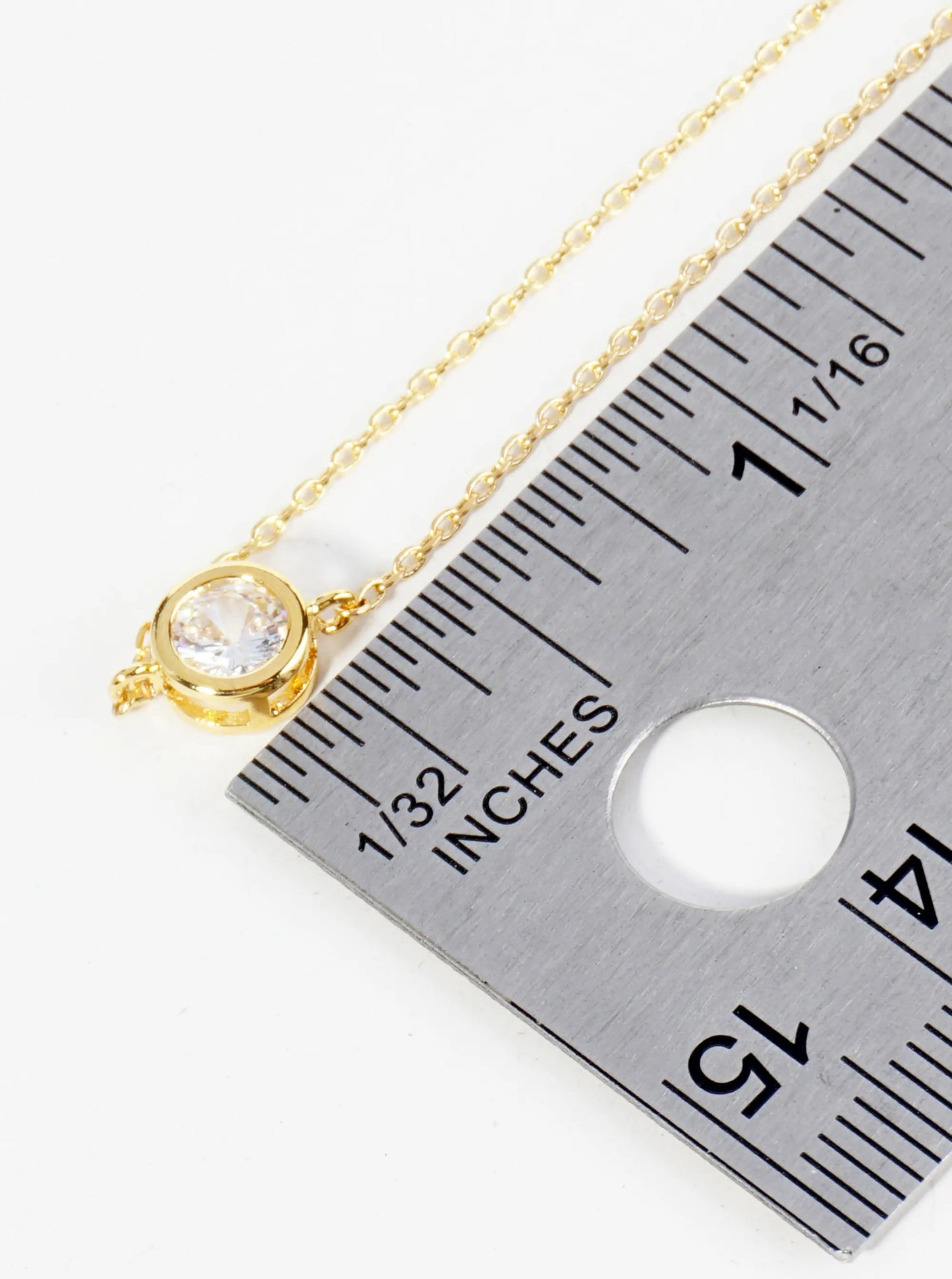 18K Gold Dipped 6mm Bezel Set Cubic Zirconia Stone Brass Chain Anklet