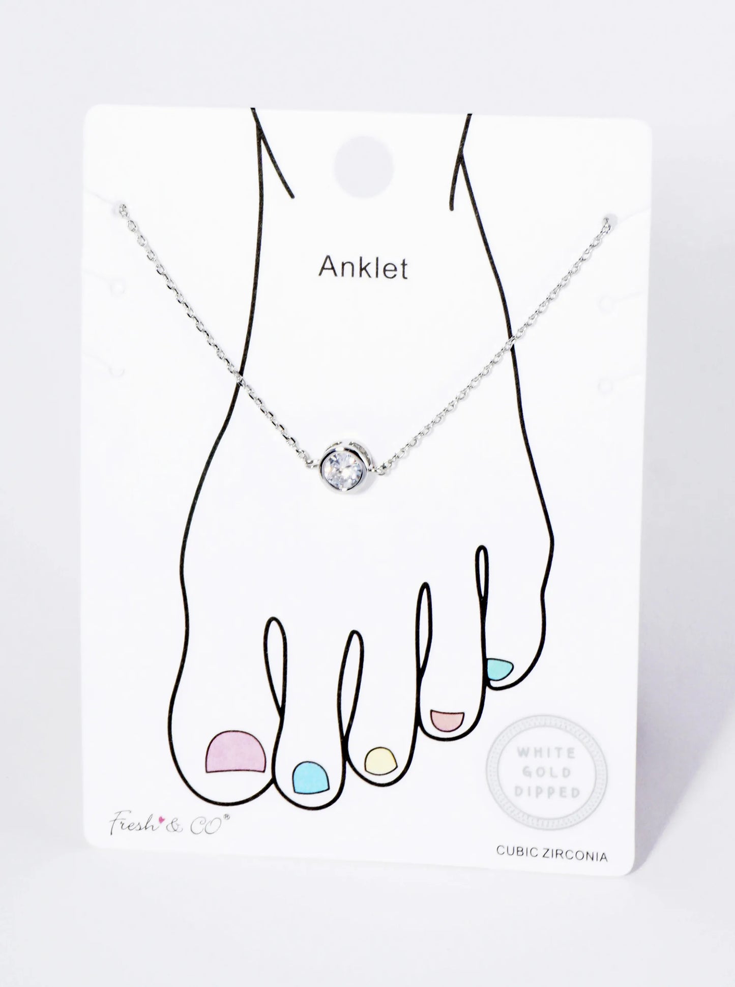 18K Gold Dipped Cubic Zirconia Pave Handwriting Love Brass Chain Anklet