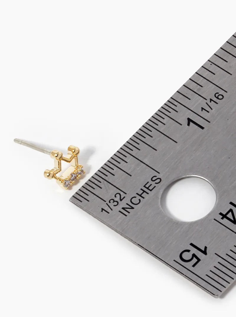 18K-Gold-Dipped 6mm CZ Crown Stud Earrings