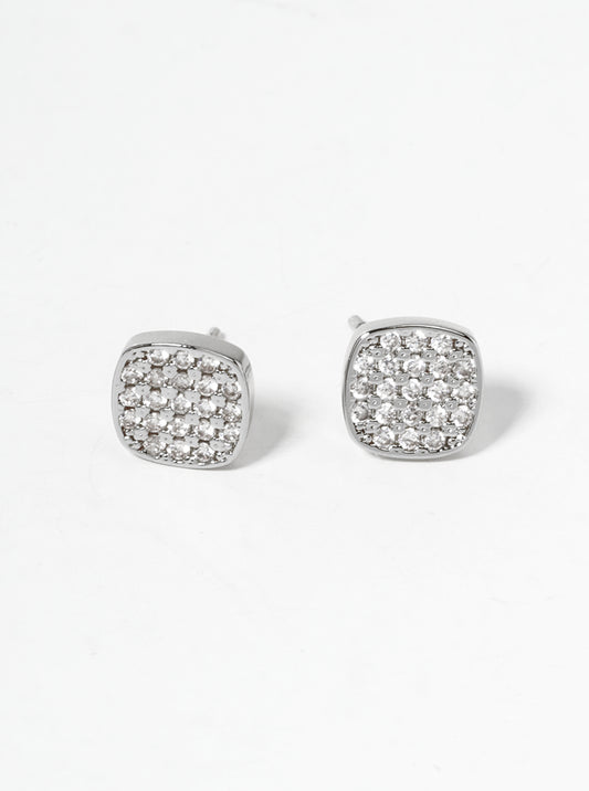 18K Gold Dipped CZ Cross Crown Post Stud Earrings
