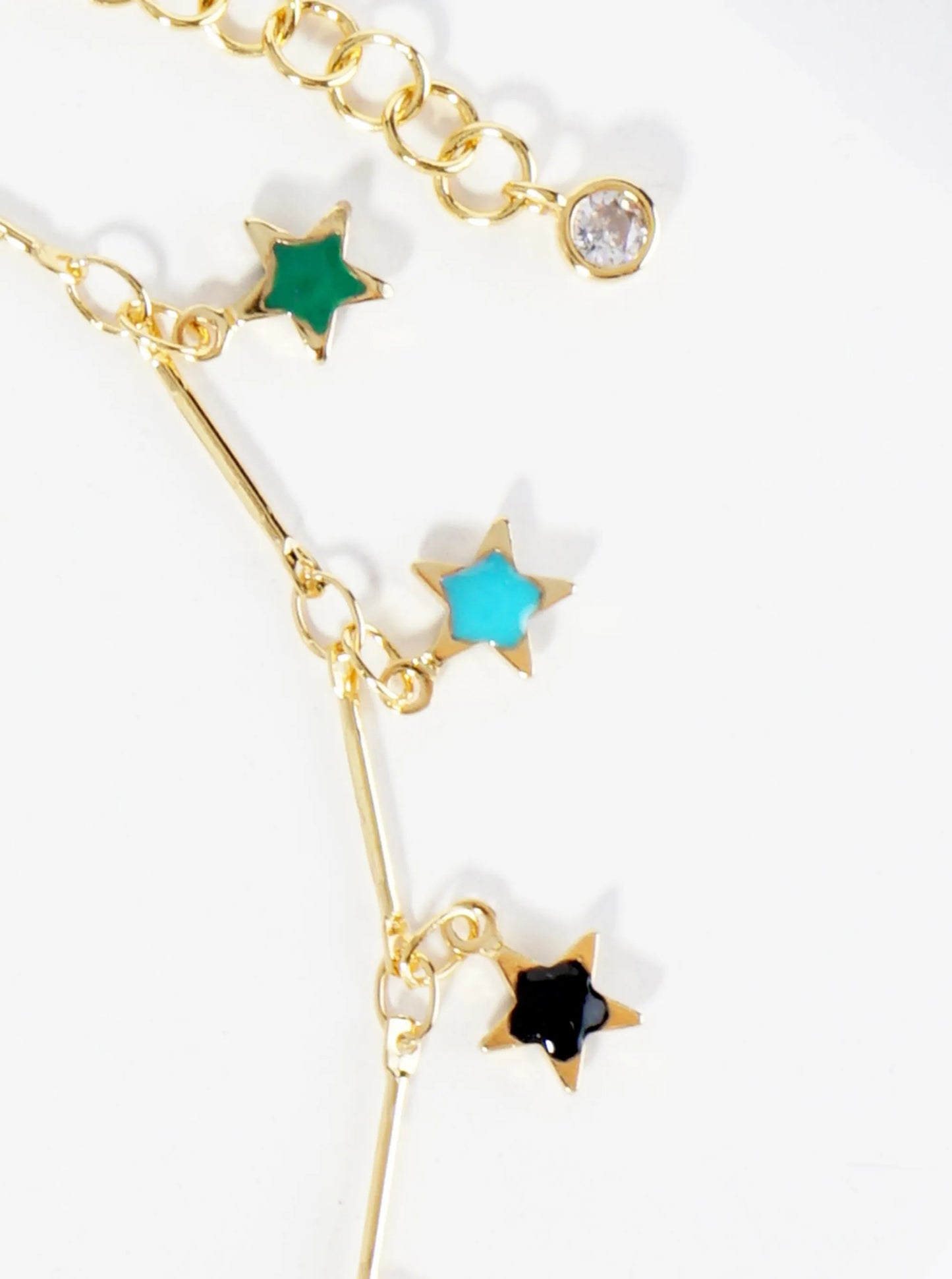 18K Gold Dipped 6mm Enamel Star Charms Brass Chain Anklet