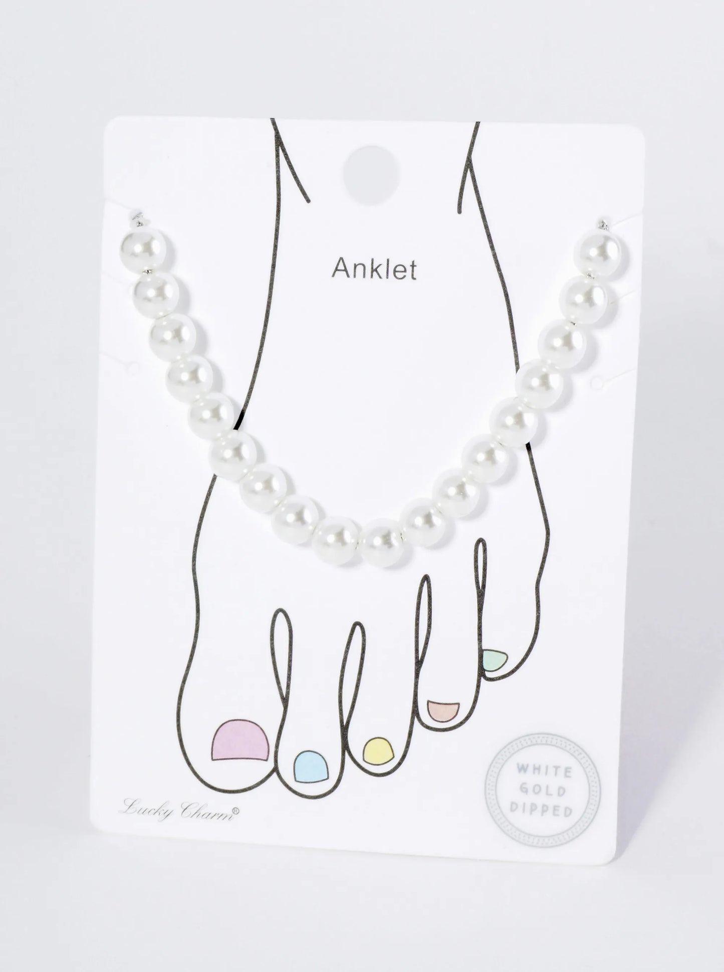 18K Gold Dipped 6mm Glass Pearl Anklet