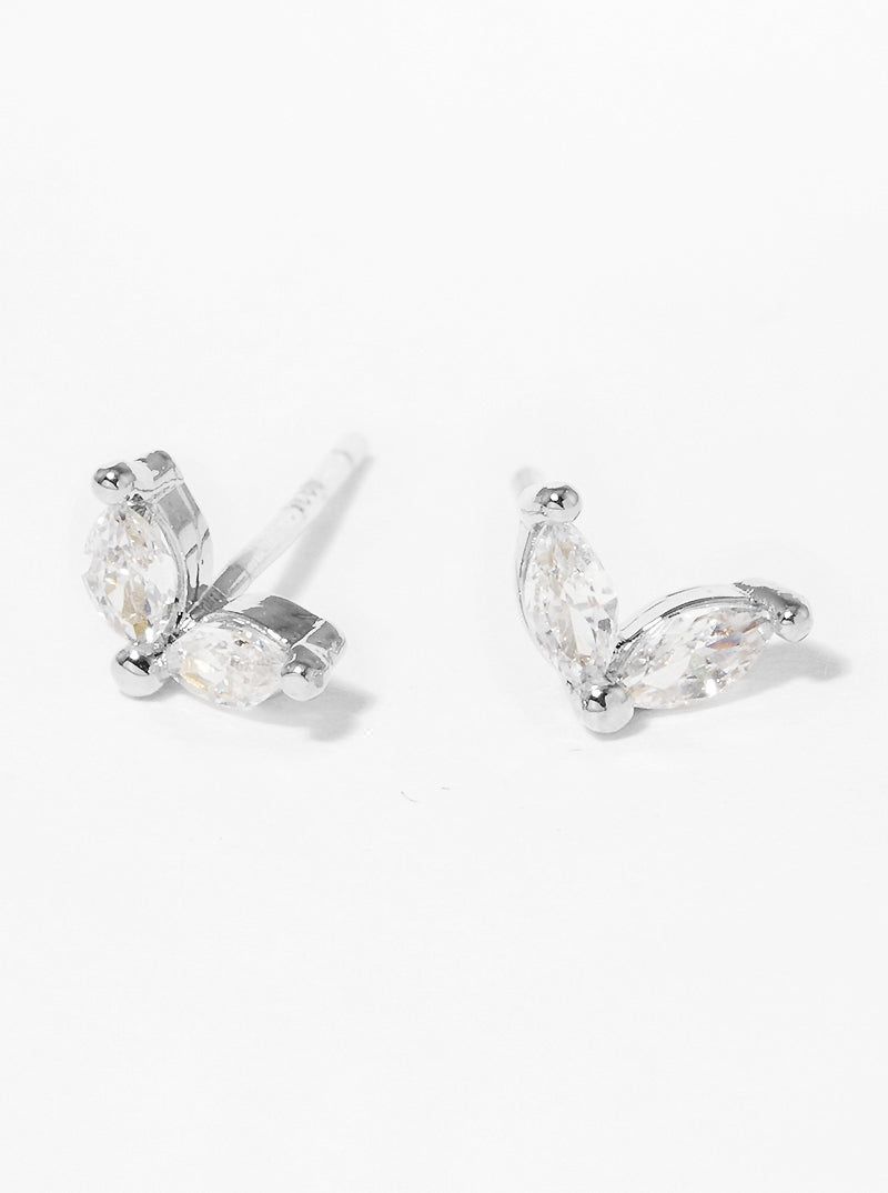 18K Gold Dipped 6mm Sprout CZ Sterling Silver Post Stud Earrings