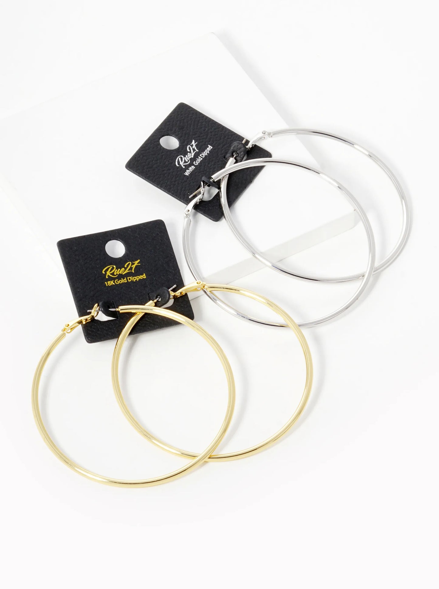18K Gold Dipped 70mm Brass Spring Latch Hoop Earrings