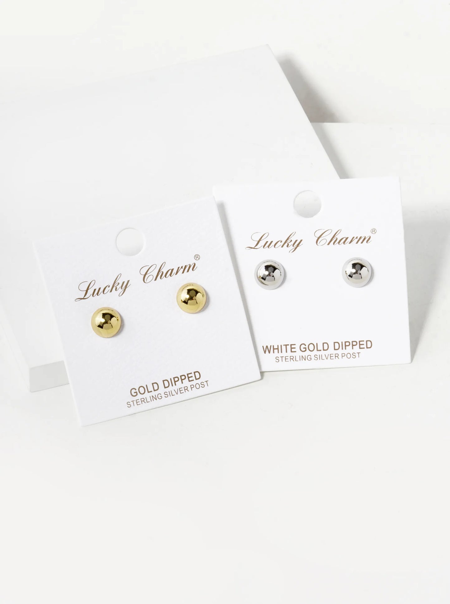 18K Gold Dipped 7mm Brass Half Ball Sterling Silver Post Stud Earrings
