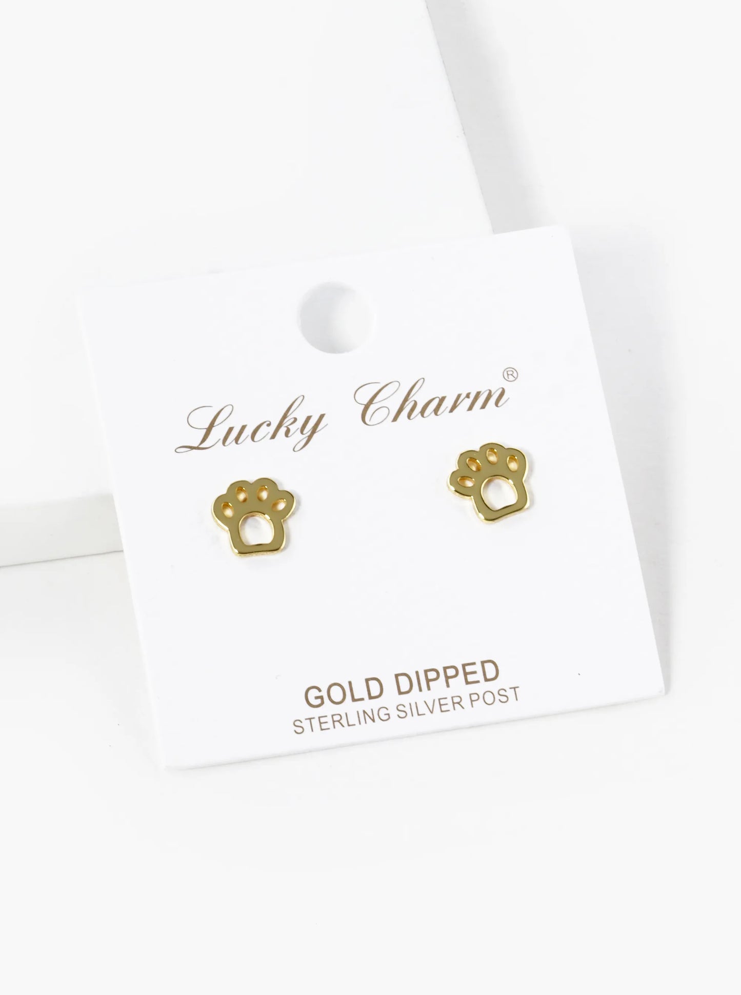 18K Gold Dipped 7mm Flat Paw Stud Earrings