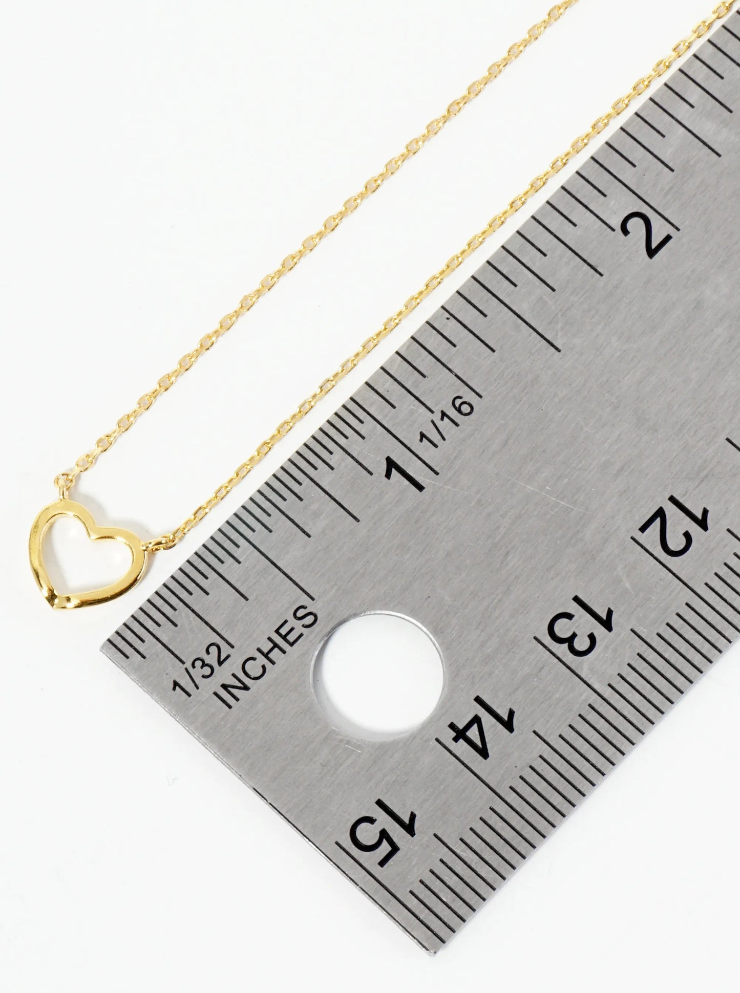 18K Gold Dipped 7mm Wire Heart Pendant Necklace