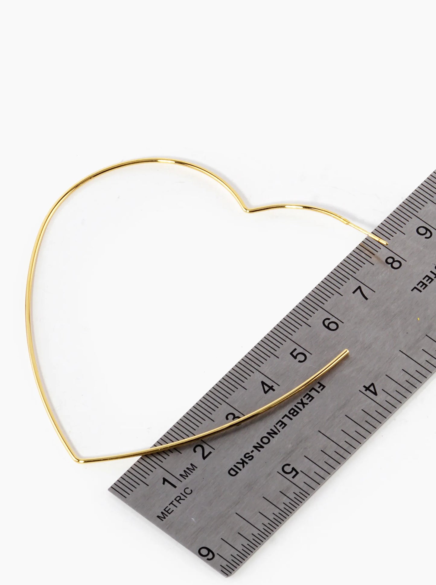 18K Gold Dipped 80mm Heart Shape Lightweight Open Hoop Earrings