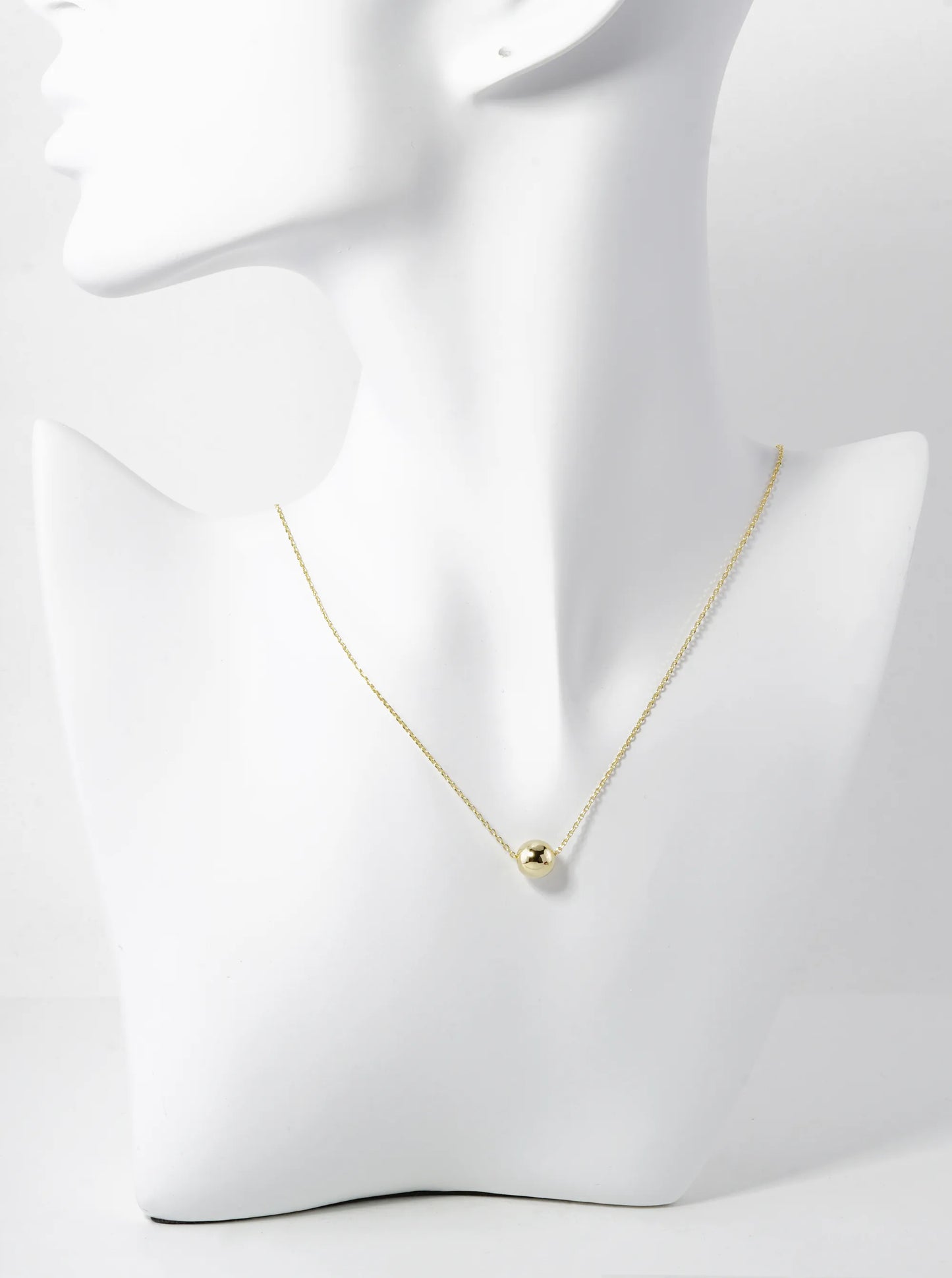 18K Gold Dipped 8mm Brass Ball Pendant Necklace