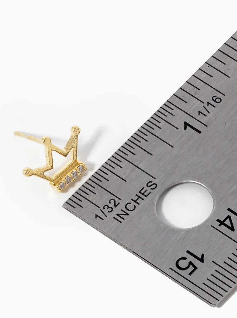 18K-Gold-Dipped 8mm CZ Crown Stud Earrings