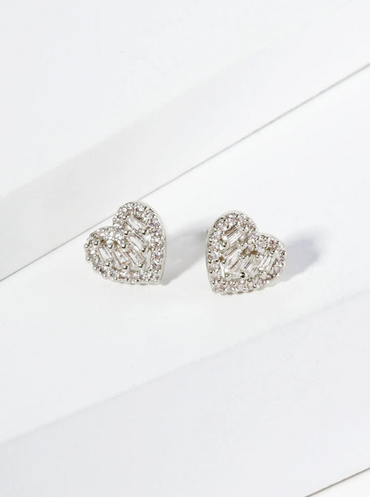 18K Gold Dipped 8mm Dainty Cubic Zirconia Heart Stud Earrings