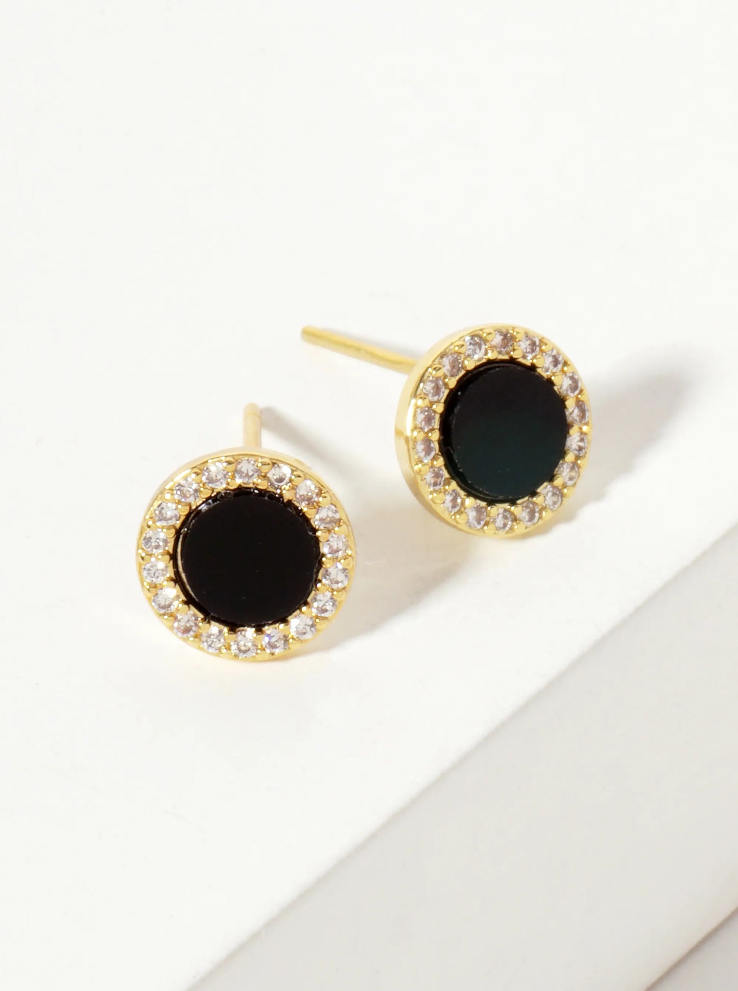 18K Gold-Dipped 8mm Mother-of-Pearl Stud Earrings With Pave CZ Frame