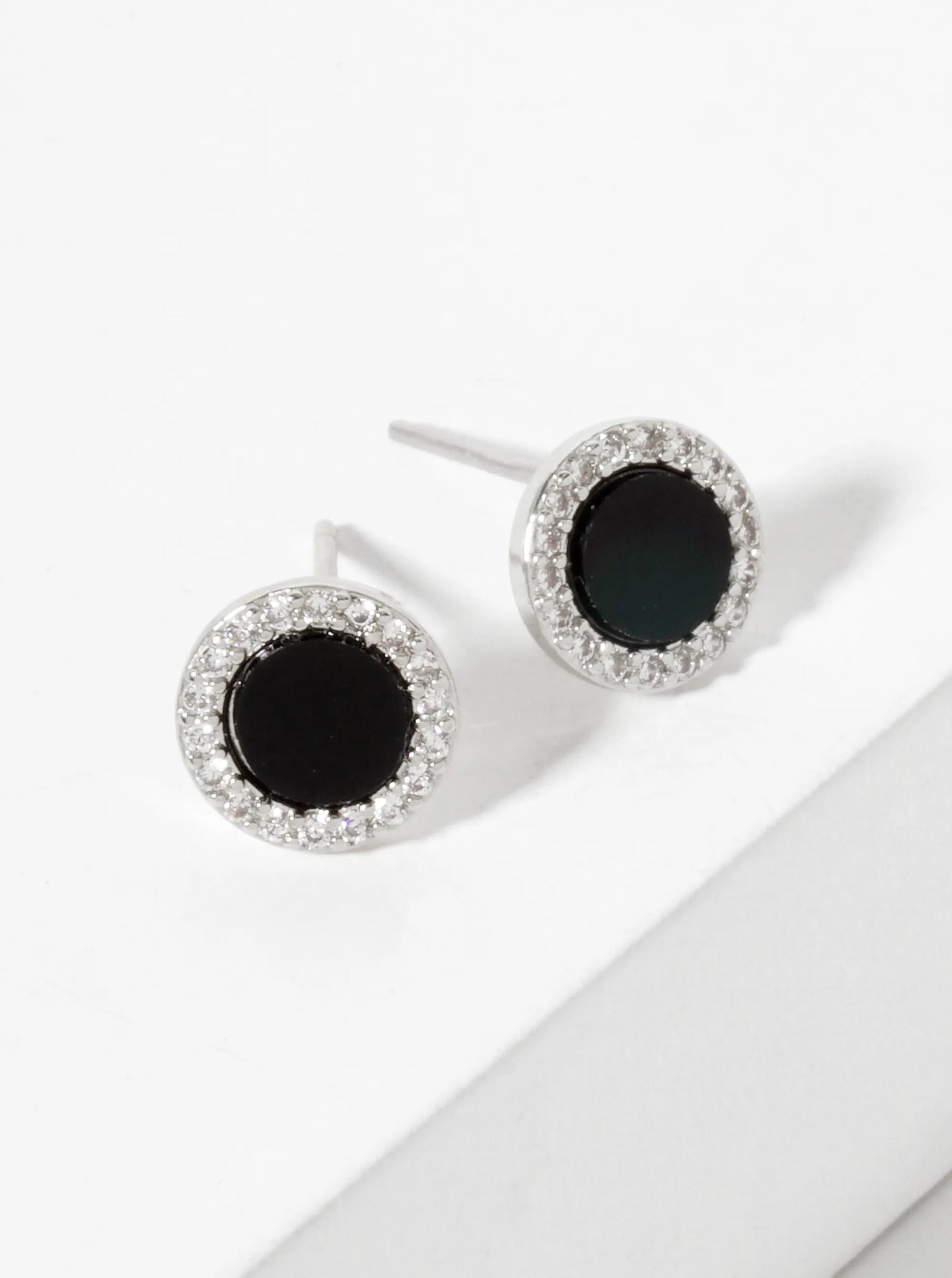 18K Gold-Dipped 8mm Mother-of-Pearl Stud Earrings With Pave CZ Frame