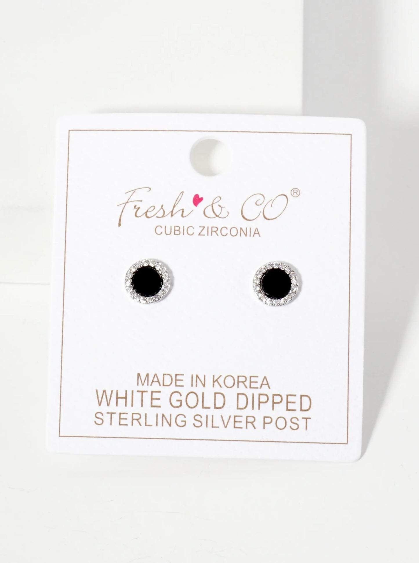 18K Gold-Dipped 8mm Mother-of-Pearl Stud Earrings With Pave CZ Frame