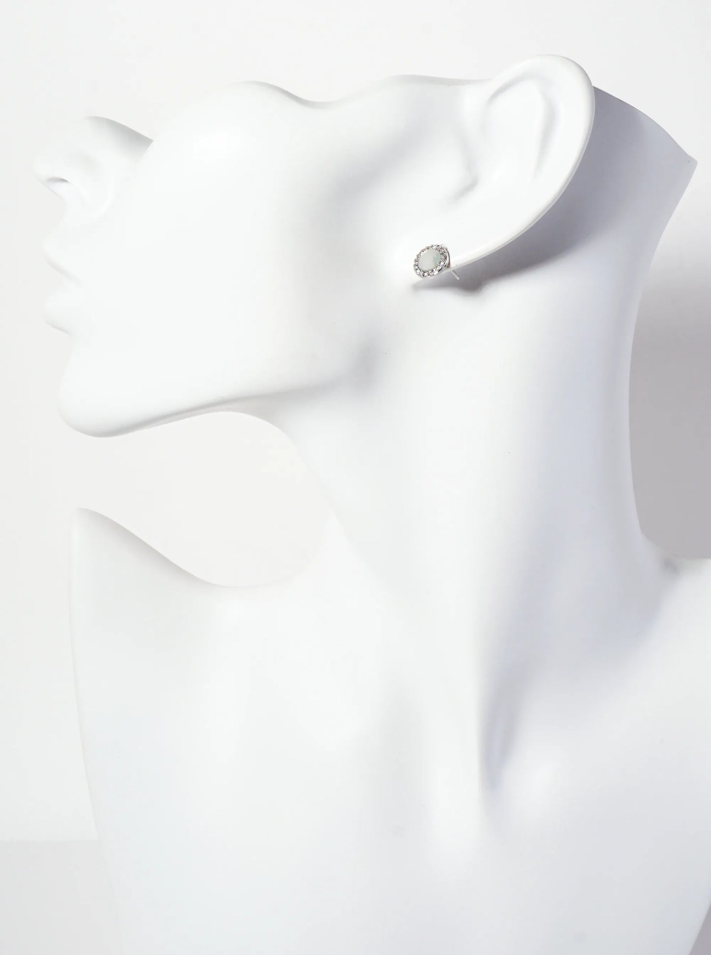 18K Gold-Dipped 8mm Mother-of-Pearl Stud Earrings With Pave CZ Frame