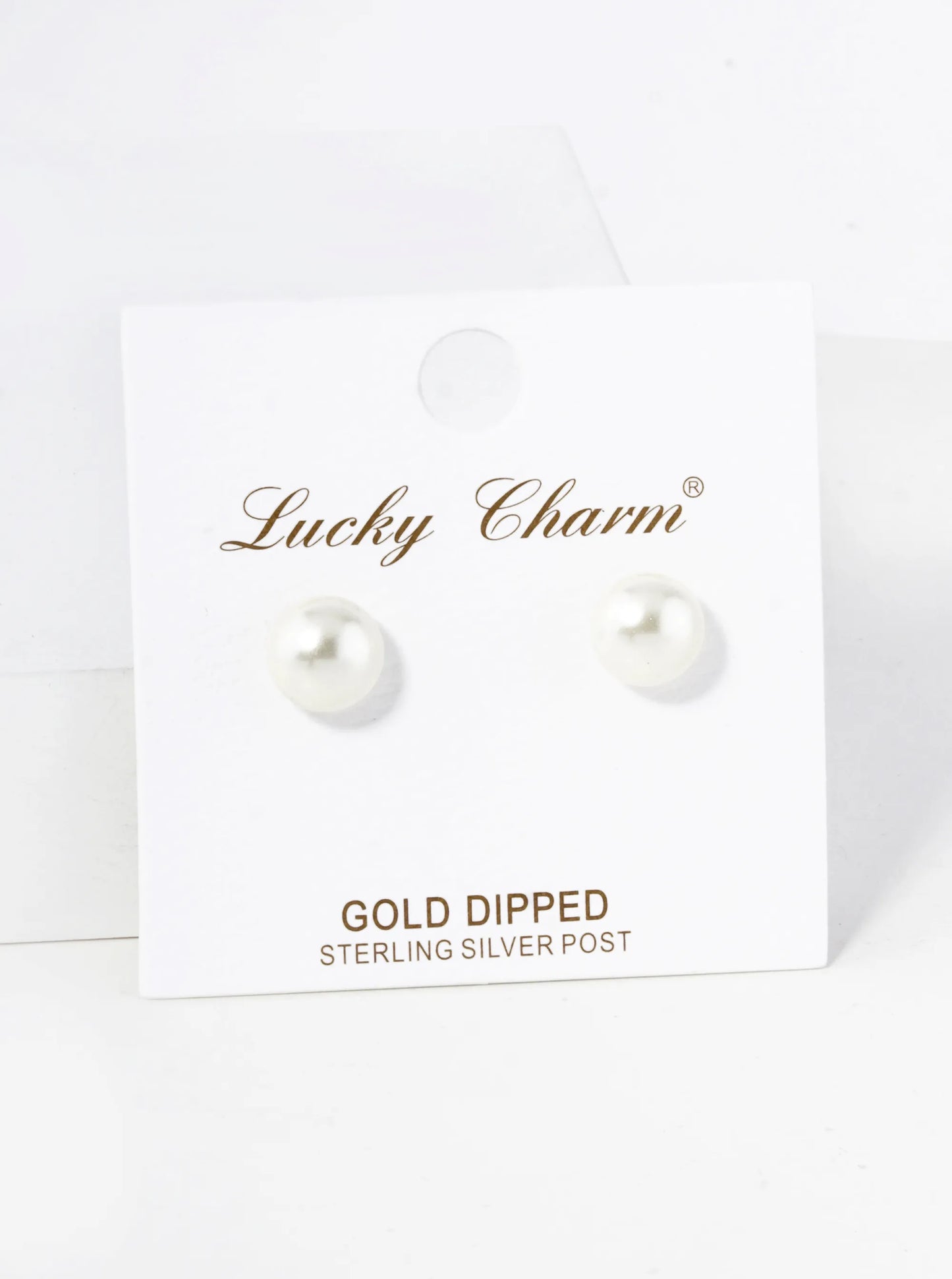 18K Gold Dipped 8mm Pearl Button Stud Earrings