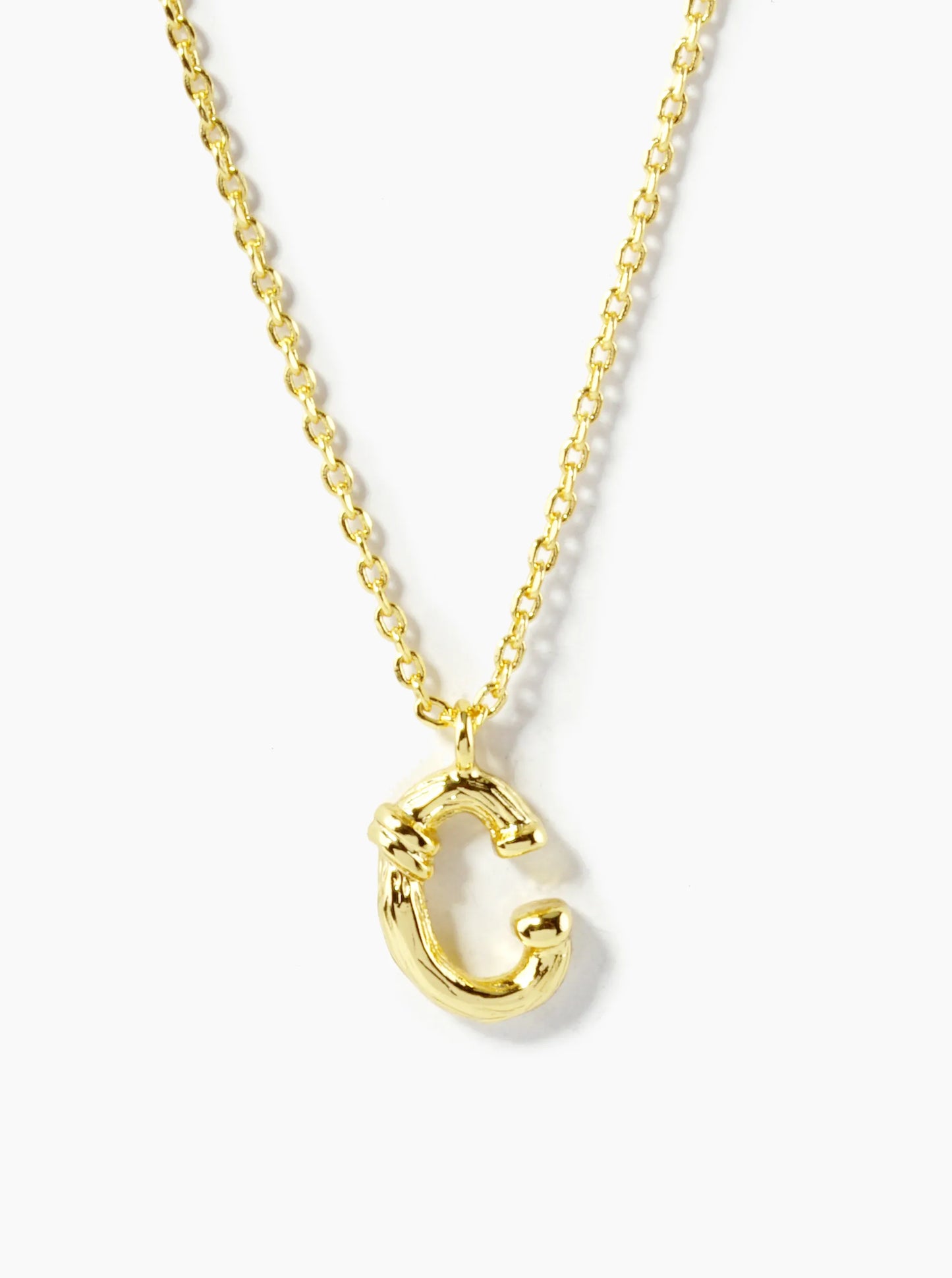 18K Gold Dipped 9mm Bamboo Initial Pendant Necklace