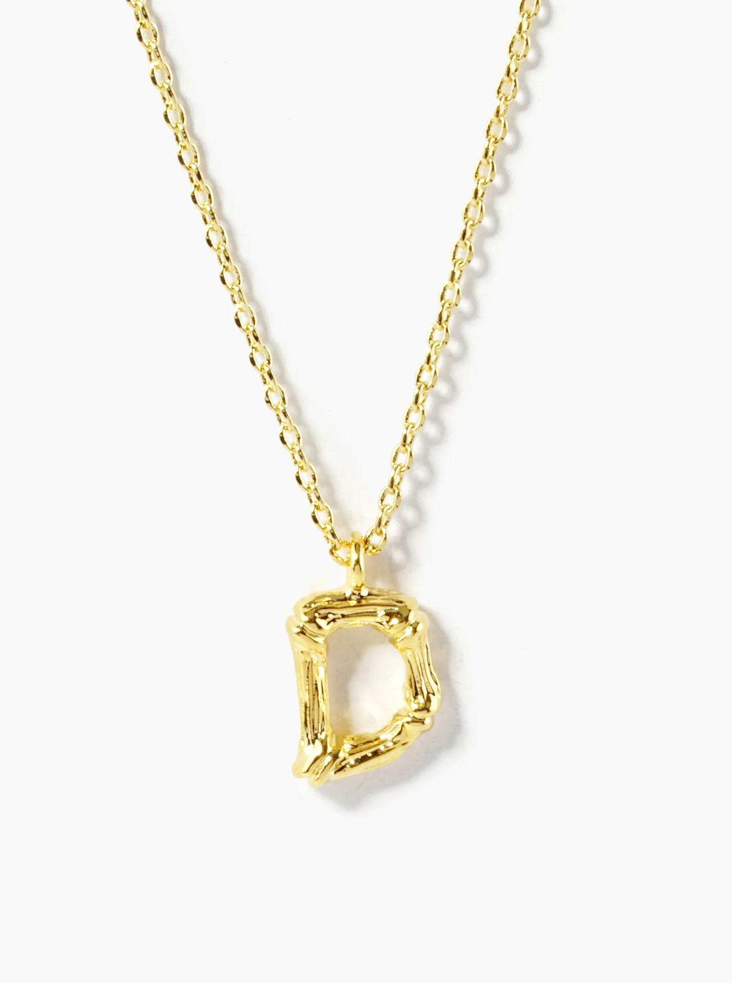 18K Gold Dipped 9mm Bamboo Initial Pendant Necklace