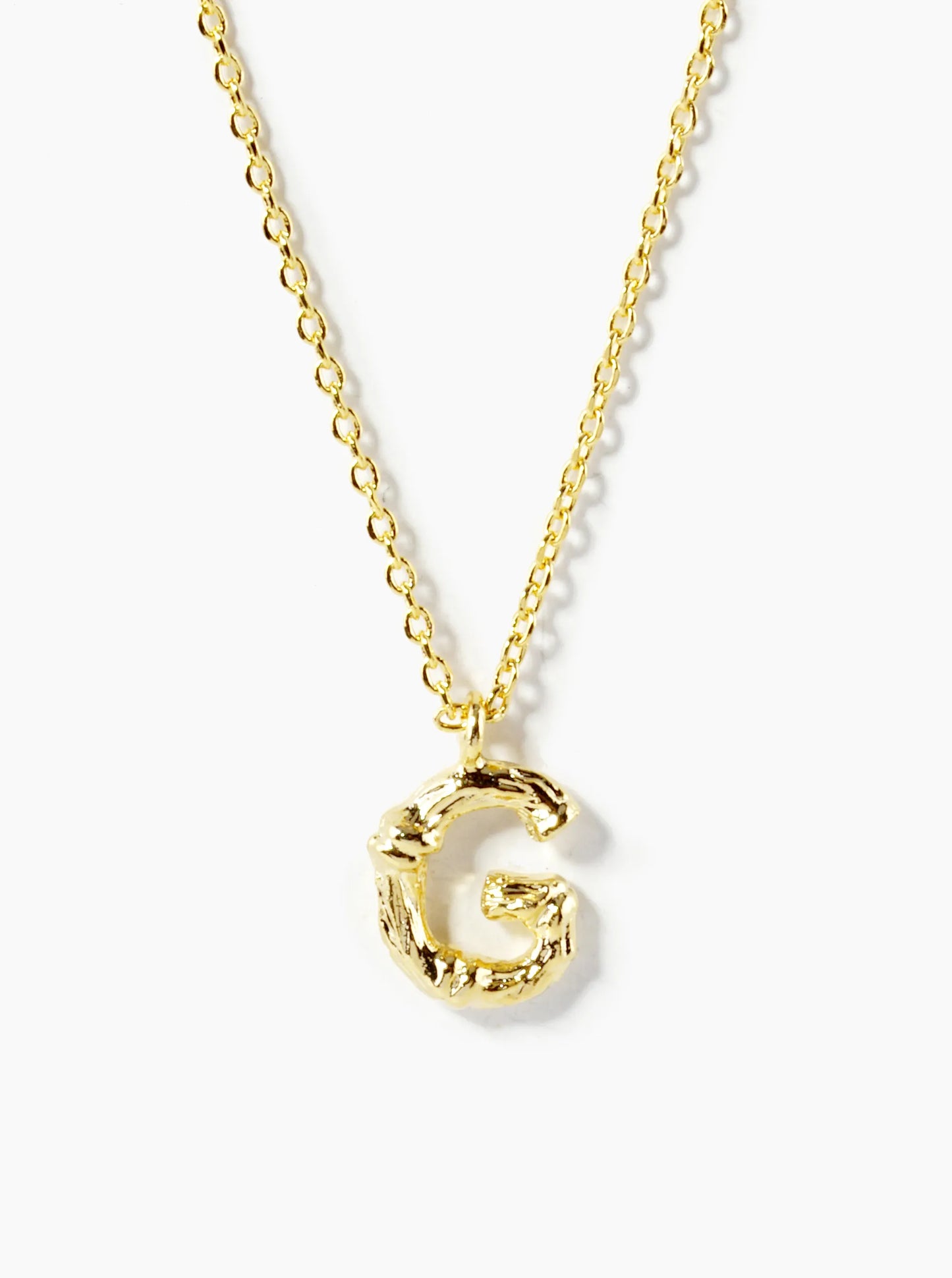 18K Gold Dipped 9mm Bamboo Initial Pendant Necklace