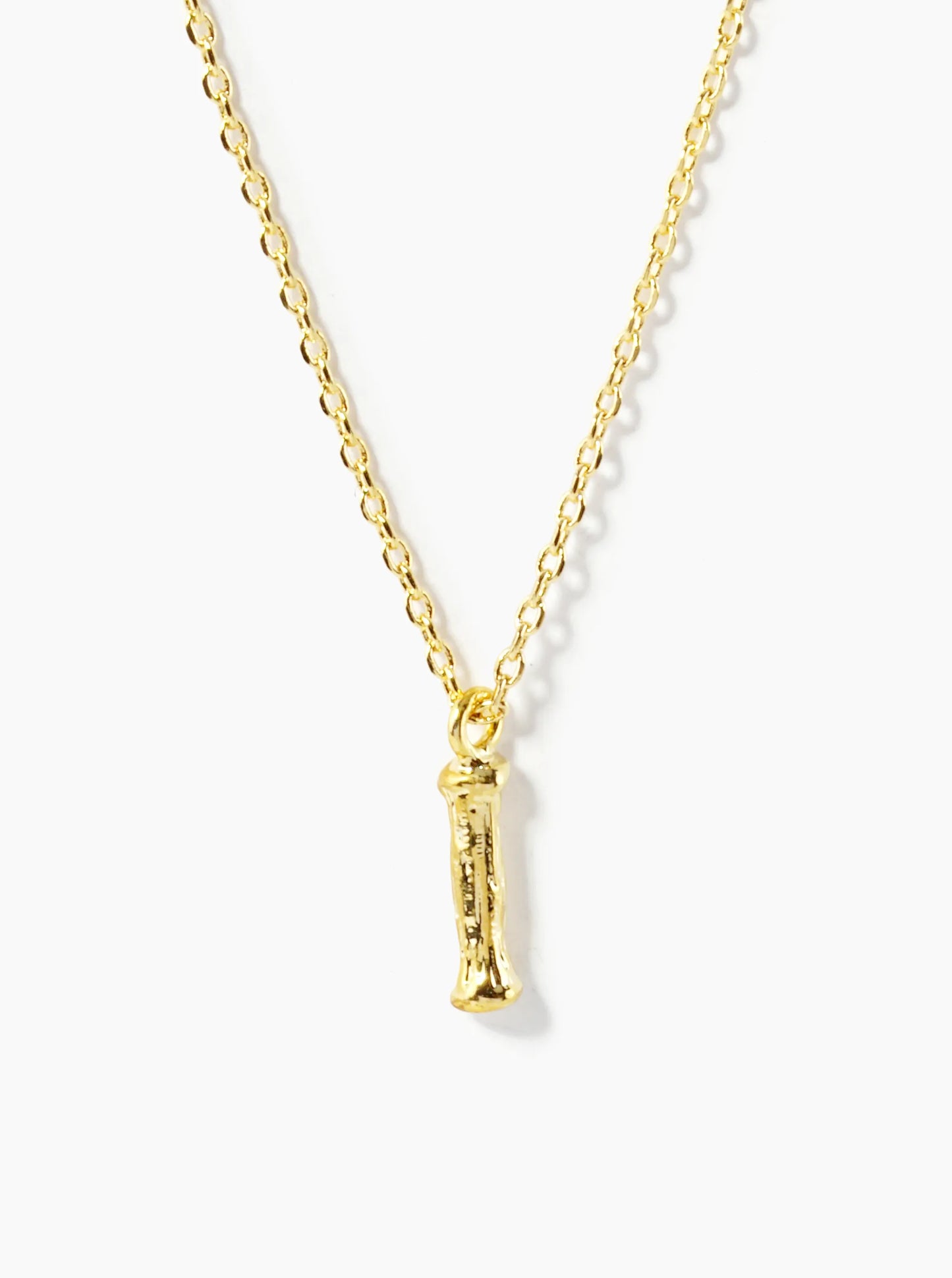 18K Gold Dipped 9mm Bamboo Initial Pendant Necklace