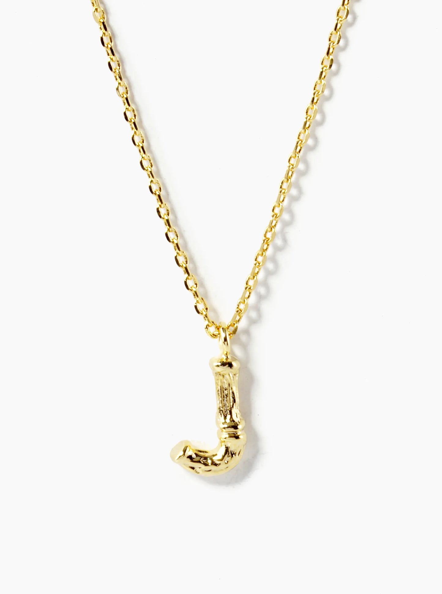 18K Gold Dipped 9mm Bamboo Initial Pendant Necklace