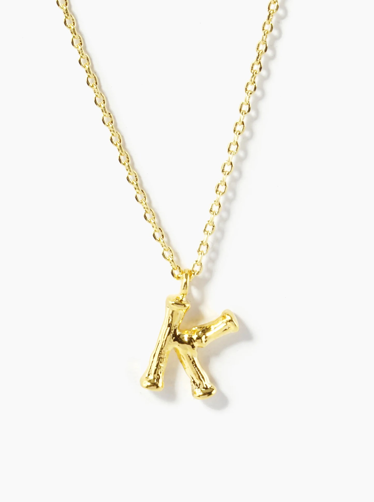18K Gold Dipped 9mm Bamboo Initial Pendant Necklace