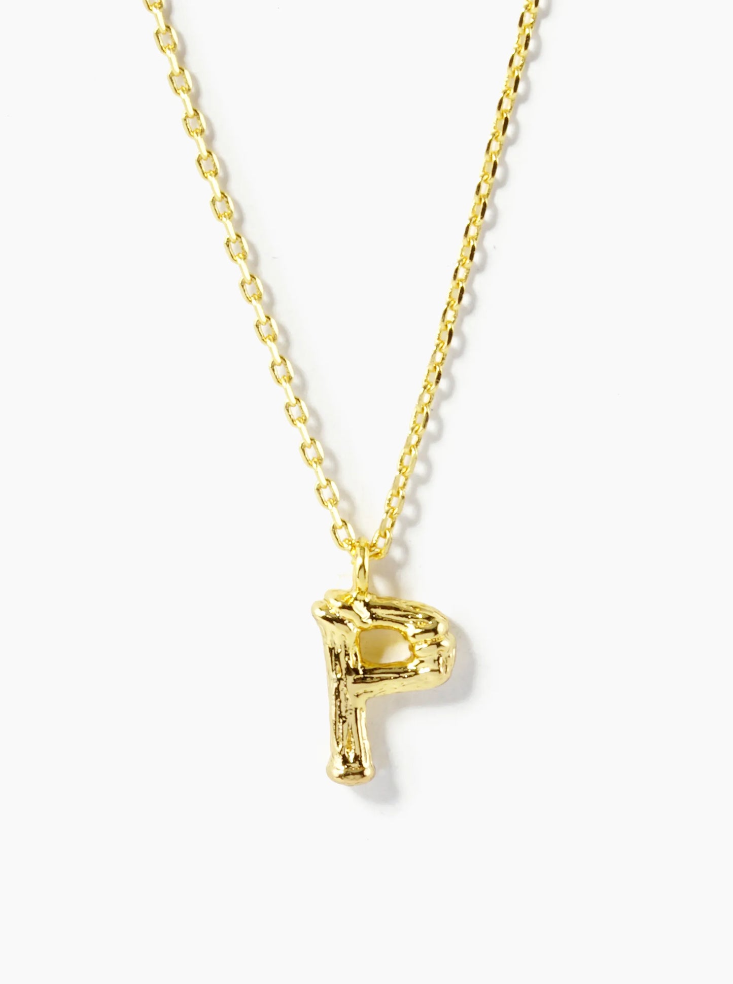 18K Gold Dipped 9mm Bamboo Initial Pendant Necklace