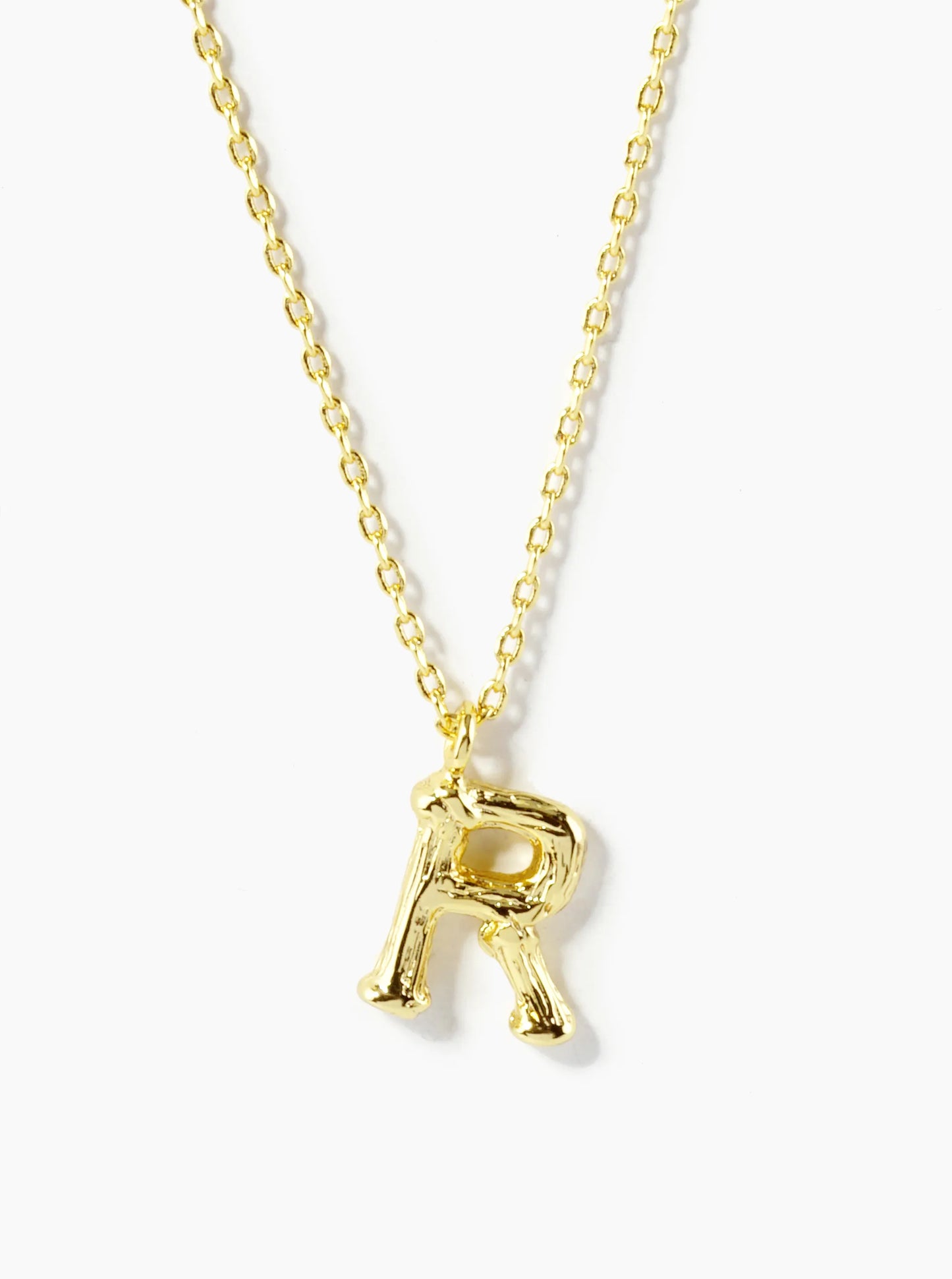 18K Gold Dipped 9mm Bamboo Initial Pendant Necklace