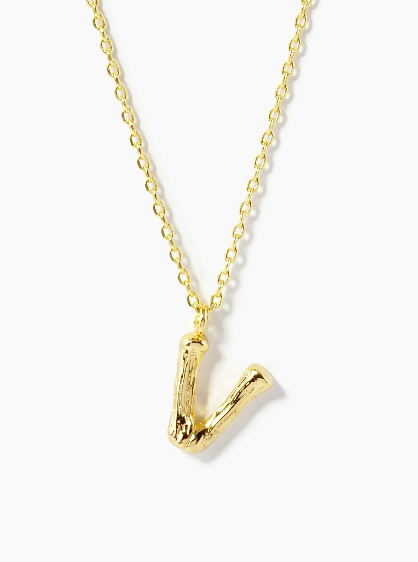 18K Gold Dipped 9mm Bamboo Initial Pendant Necklace